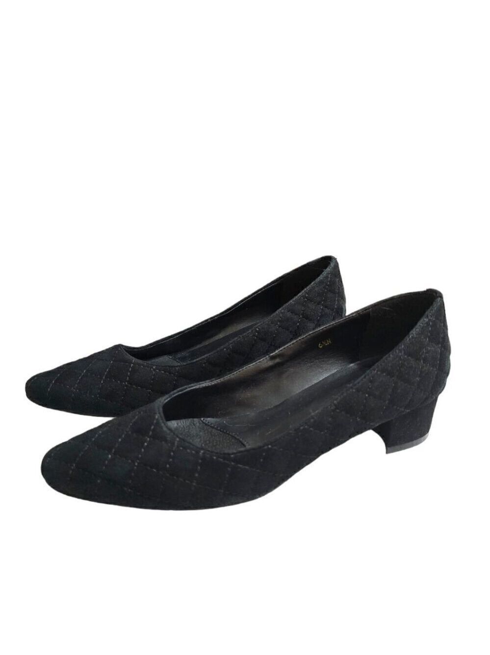 Vaneli Black April Pump Quilted Suede Sz 6.5N